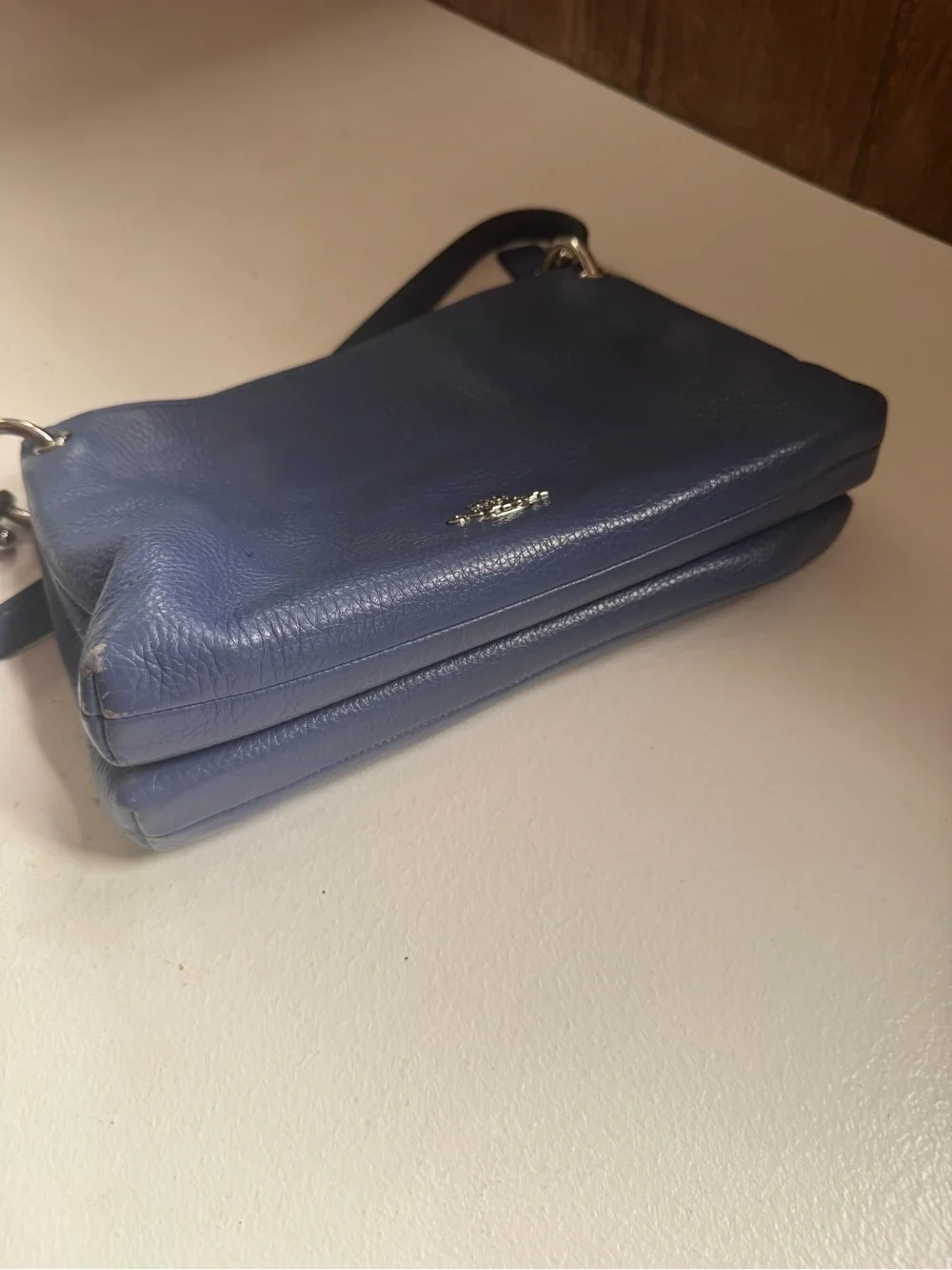 Coach Mia Crossbody bag in  pale blue pebbled leather